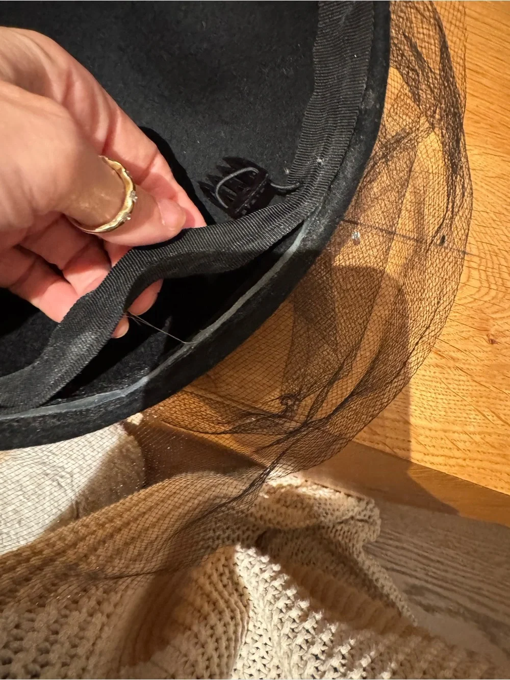 Black Veiled Fascinator Pillbox Hat